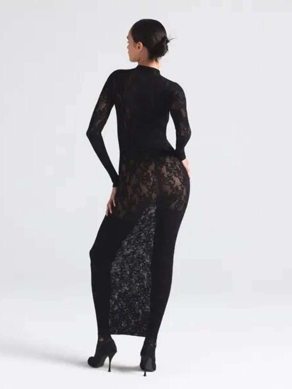 Knit lace mock neck dress skims - Picture 4 of 6
